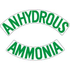 NH3 SAFETY DECAL-4"CURVED "ANHYDROUS AMMONIA" GREEN