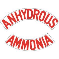 NH3 SAFETY DECAL-4"CURVED "ANHYDROUS AMMONIA" RED