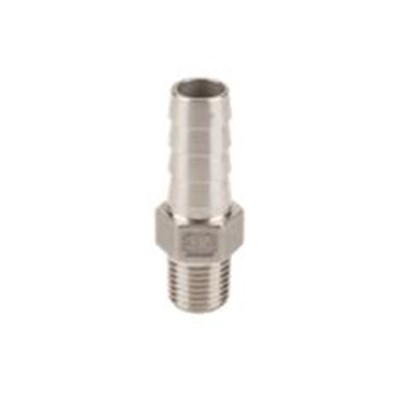 BANJO 1/4" MPT X 1/2" HOSE BARB-STAINLESS STEEL